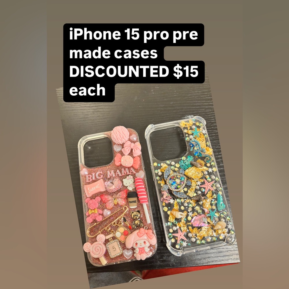 iPhone 15 pro handmade bling/junk case